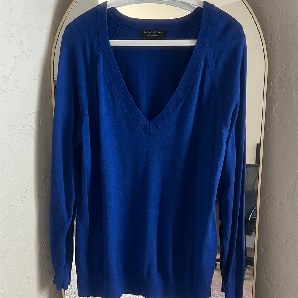 Banana Republic Women's Deep Blue V-Neck Sweater